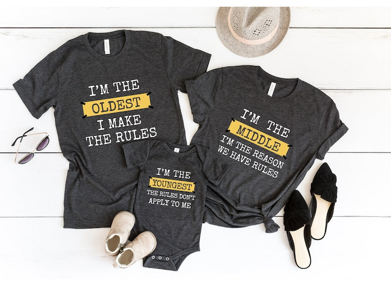 Funny Family Matching Shirts: I'm The Mom, Dad, Oldest, Youngest Tee