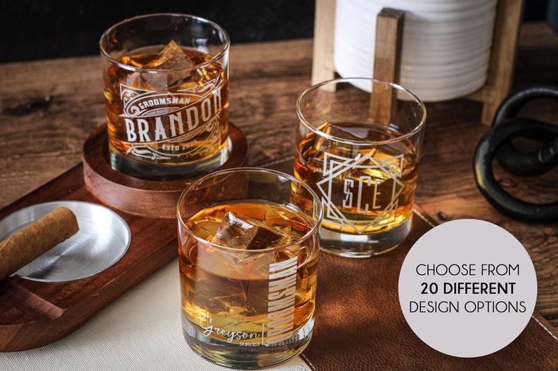 Custom Personalized Whiskey Glass, Custom Rocks Glass, Custom Groomsmen Proposal Gift, Monogrammed Groomsman Gifts, Best Man Proposal Gift