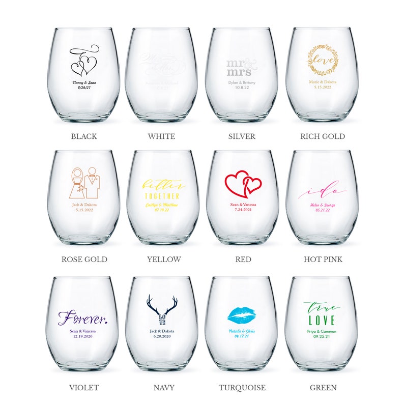 Personalized Big Wine Glasses - Custom Glassware - Wedding Wine Glasses - Birthday Wine Glasses - Bridal Shower Glasses - Unique Favor