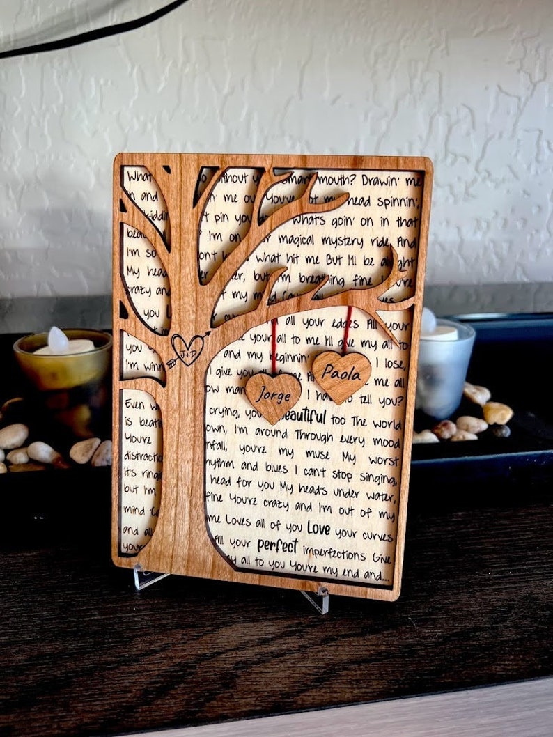 Personalized couples plaque - Anniversary - Valentine's day - Custom message - poem - song