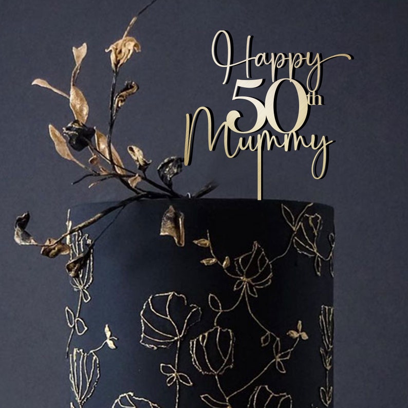 Wooden birthday Cake Topper with Name or Age / Personalised Party Decor / 30th 40th 50th 60th 70th 80th 90th 100th Birthday FH1