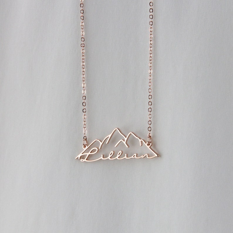 Mountain Name Necklace - Custom Mountain Range Necklace with Personalized Name - Nature-Inspired Jewelry - Handcrafted Mountain Pendant
