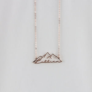 Mountain Name Necklace - Custom Mountain Range Necklace with Personalized Name - Nature-Inspired Jewelry - Handcrafted Mountain Pendant