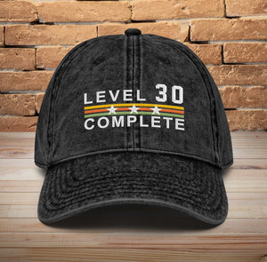30 Years Wedding Anniversary Retro Vintage Embroidered hat for Husband and Wife Level 30 Complete Hat 30th Anniversary Gifts for