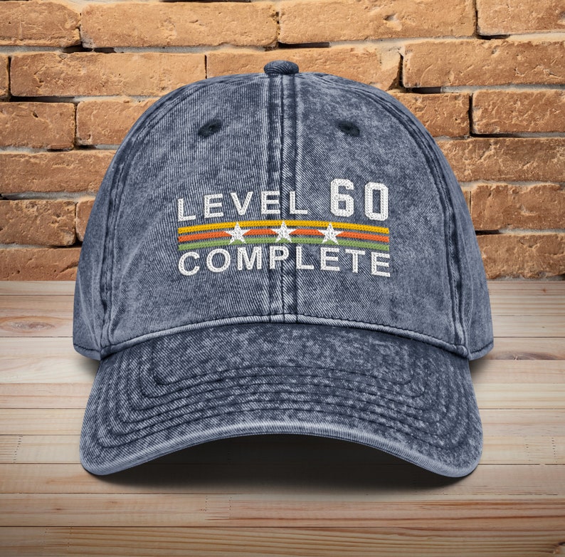 60 Years Wedding Anniversary Retro Vintage Embroidered hat for Husband and Wife Level 60 Complete Hat 60th Anniversary Gifts for