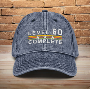 60 Years Wedding Anniversary Retro Vintage Embroidered hat for Husband and Wife Level 60 Complete Hat 60th Anniversary Gifts for