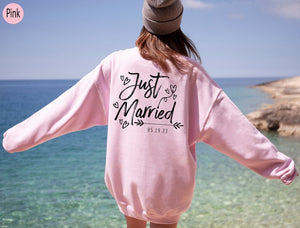 Personalized Just Married Hoodie, Custom Mr and Mrs Shirts, Bride Sweatshirts, Just Married Shirt, Honeymoon Gifts, Bridal Shirt
