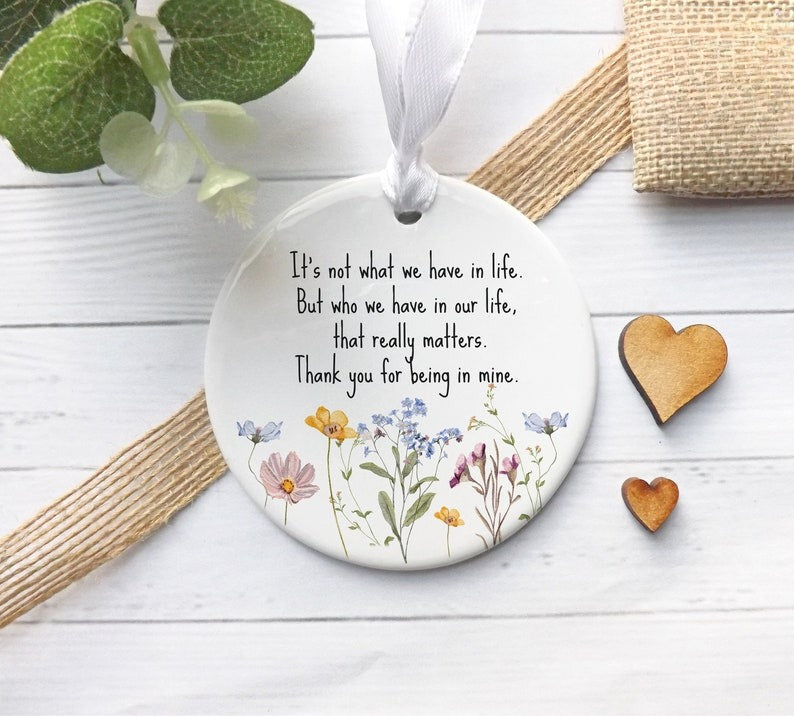Friends Gift, Thank you Gift, Ceramic Keepsake, Sentimental Gift, Inspirational Quote Keepsake, Neighbours Gift, Wild Flowers, Thoughtful,