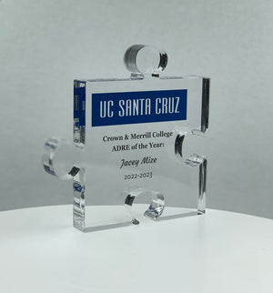 Puzzle Trophy, Stackable Award, Education Trophy, Math Gift, Graduation, Patent Award - Acrylic with Color Prints - Free Customization