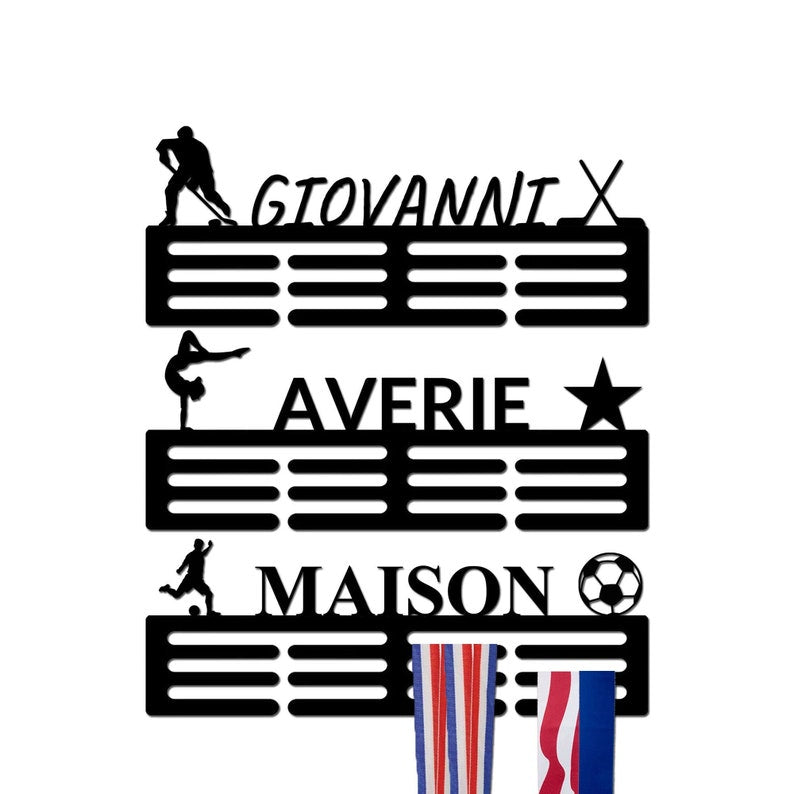 Medal Holder Custom Text, Images, Color Medal Rack 12 Rungs for Medals & Ribbons, Medal Hanger Medal Display Award Display