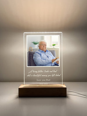 Custom Personalized Photo LED Wooden Base In Loving Memory Condolence Remembrance Loss Sympathy Memorial Gift
