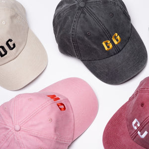 Custom Embroidered Cap - Unisex Personalised Vintage Washed Out Cotton Dad Style Hat with Initials - One Size - Gift for Him or Her