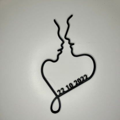 Couple decoration, romantic gift idea for lovers, customizable date for anniversary or meeting day, symbolic idea for Valentine's Day