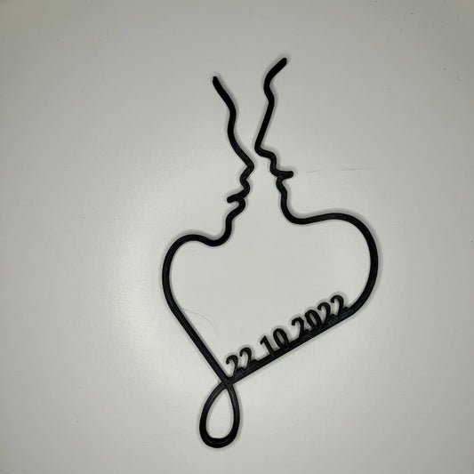 Couple decoration, romantic gift idea for lovers, customizable date for anniversary or meeting day, symbolic idea for Valentine's Day