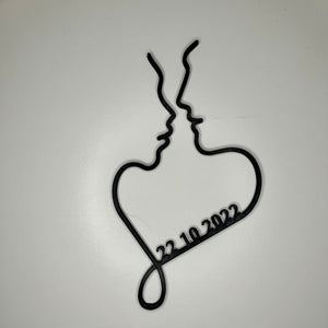 Couple decoration, romantic gift idea for lovers, customizable date for anniversary or meeting day, symbolic idea for Valentine's Day