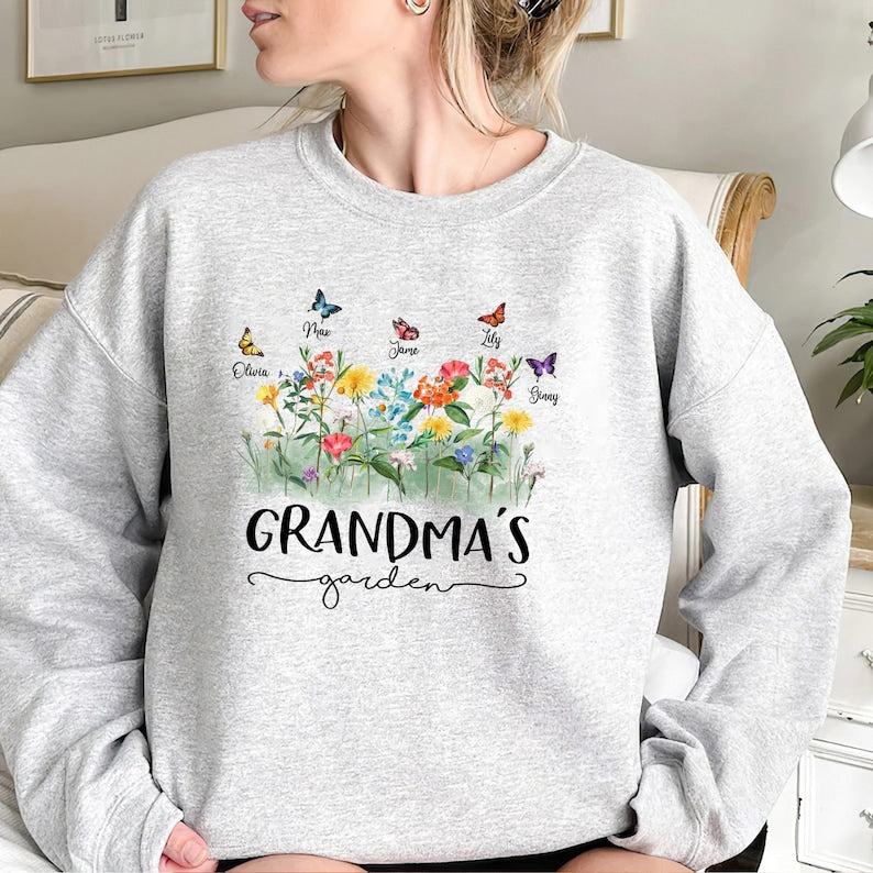 Grandma's Garden Shirt, Birth Flowers Shirt With Kids Names, Personalized Mom Shirt, Mother's Day Gift