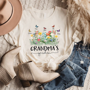 Personalized Grandma's Garden Shirt, Birth Flowers Shirt With Kids Names, Personalized Mom Shirt