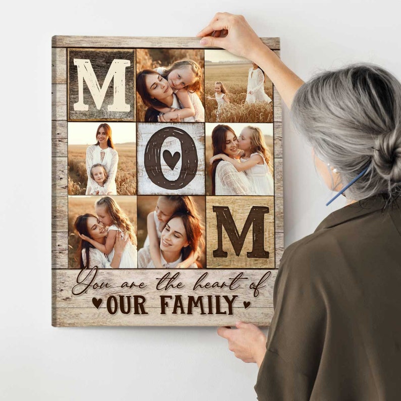 Personalized Gifts For Mom Photo Collage Canvas, Gift For Wife From Husband, Mom Birthday Gifts, Christmas Gifts For Mom From Daughter Son