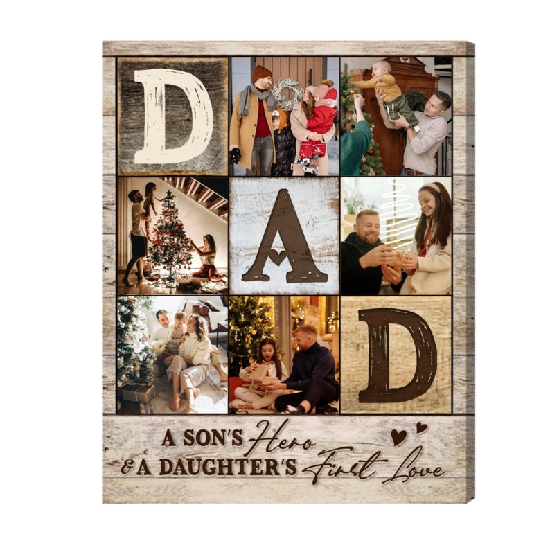 Personalized Gifts For Dad Photo Collage Canvas, Father's Day Gifts From Kids, Gift From Wife, Dad Birthday Gifts, Anniversary Gifts For Him