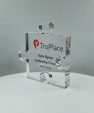 Puzzle Trophy, Stackable Award, Education Trophy, Math Gift, Graduation, Patent Award - Acrylic with Color Prints - Free Customization