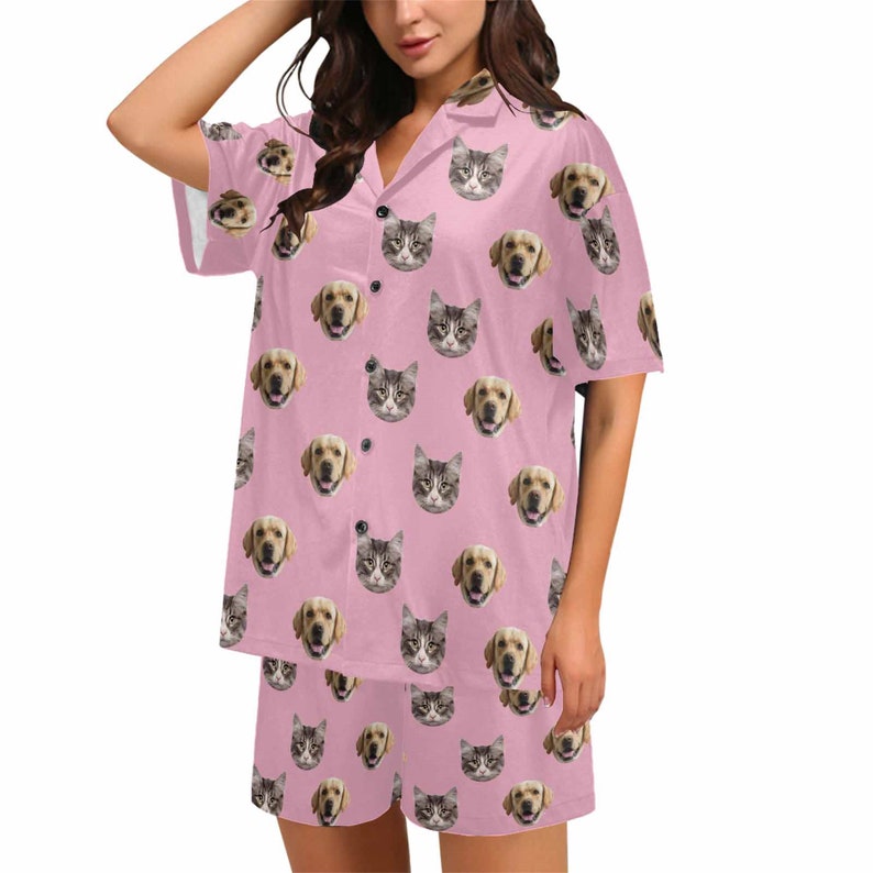 Custom Cat Dog Faces Women Men Short Sleeve Pajama Set Personalized Funny Your Photo on Pet Lovers PJs Birthday Anniversary Gift for Mom Dad il_794xN.4771673963_q5d2.jpg