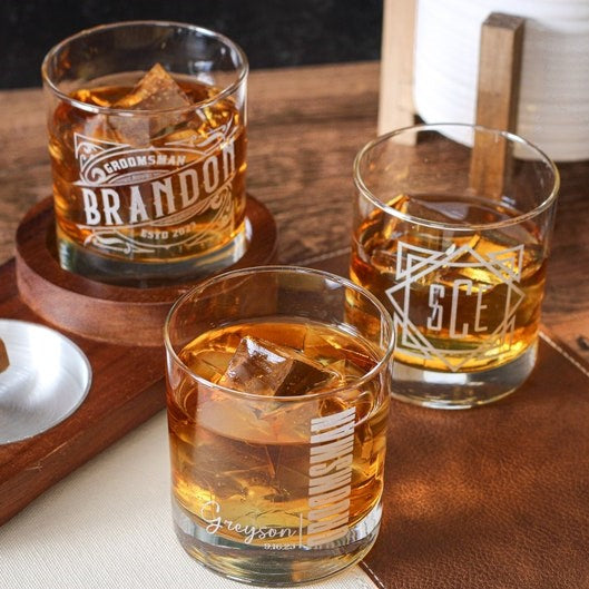 Custom Personalized Whiskey Glass, Custom Rocks Glass, Custom Groomsmen Proposal Gift, Monogrammed Groomsman Gifts, Best Man Proposal Gift