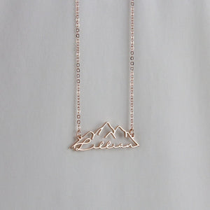 Mountain Name Necklace - Custom Mountain Range Necklace with Personalized Name - Nature-Inspired Jewelry - Handcrafted Mountain Pendant