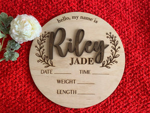 Personalized Baby Name Announcement Sign Custom 3D Wood Baby Birth Stats Sign Engraved Hospital Baby Name Sign Newborn Gift