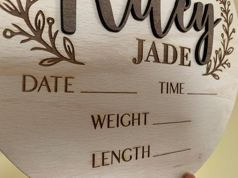 Personalized Baby Name Announcement Sign Custom 3D Wood Baby Birth Stats Sign Engraved Hospital Baby Name Sign Newborn Gift