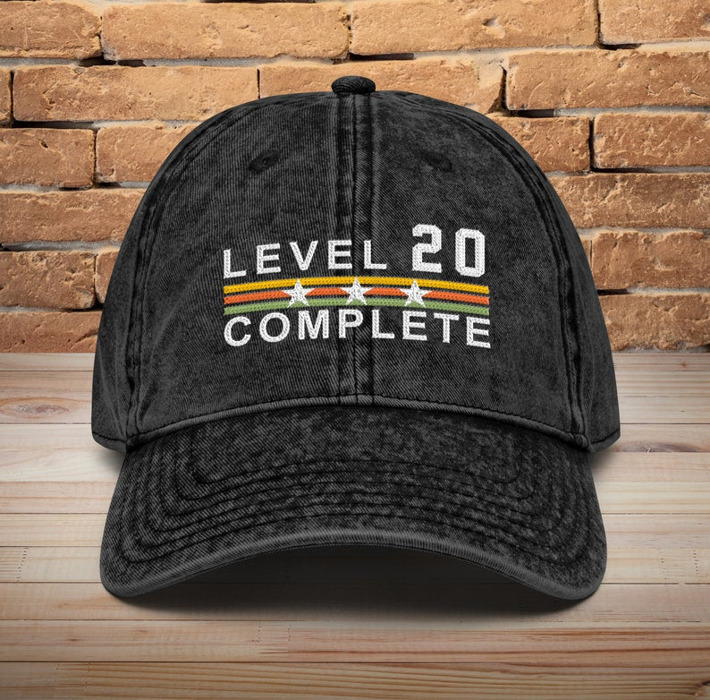 20 Years Wedding Anniversary Retro Vintage Embroidered hat for Husband and Wife Level 20 Complete Hat 20th Anniversary Gifts for