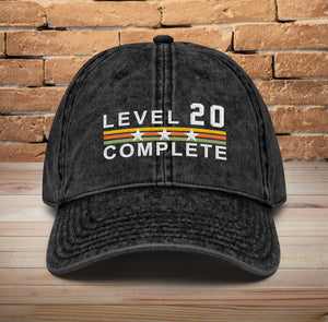 20 Years Wedding Anniversary Retro Vintage Embroidered hat for Husband and Wife Level 20 Complete Hat 20th Anniversary Gifts for