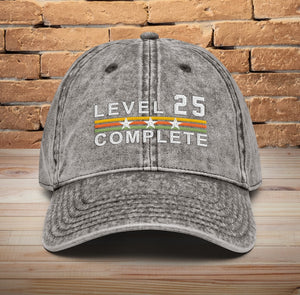 25 Years Wedding Anniversary Retro Vintage Embroidered hat for Husband and Wife Level 25 Complete Hat 25th Anniversary Gifts for