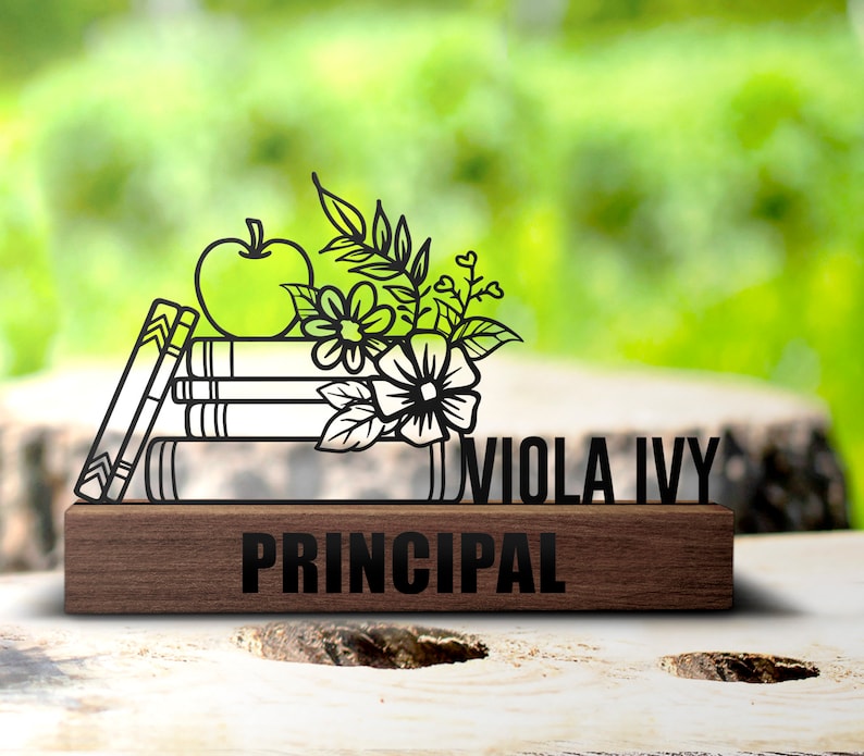 Custom Principal Desk Name Plate Wedge Personalized Head Of School Nameplate Office Sign Plaque Shelf Tabletop School Gift Decor