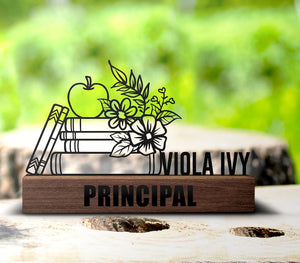 Custom Principal Desk Name Plate Wedge Personalized Head Of School Nameplate Office Sign Plaque Shelf Tabletop School Gift Decor