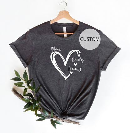 Custom Mama Shirt, Personalized Mom Shirt, Shirt with Kids Names, Gift for Mom Mama, Mom Heart Shirt, Custom Grandma Shirt,Mother's Day Gift