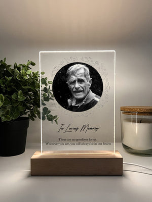 Personalized Unique Sympathy Gifts For Loss Custom In Loving Memory of Loved One Light Picture Frame Photo & Text Memorial Plaque Night Lamp