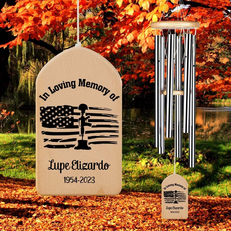 Veteran Personalized Memorial Wind Chime, Sympathy Present, Loved One Gift, In Loving Memory Military, Never Forget, Fallen Soldier