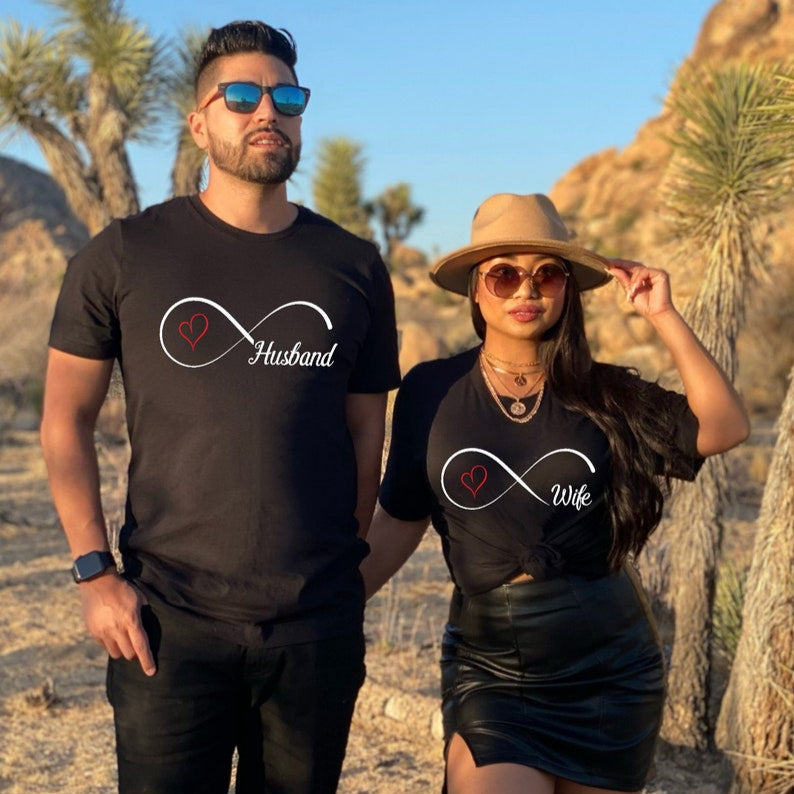 Hubby Wifey Infinity Shirts, Custom Hubby Wifey Shirts, Couples Shirts, Husband And Wife Shirts, Honeymoon Shirt, Anniversary Shirt