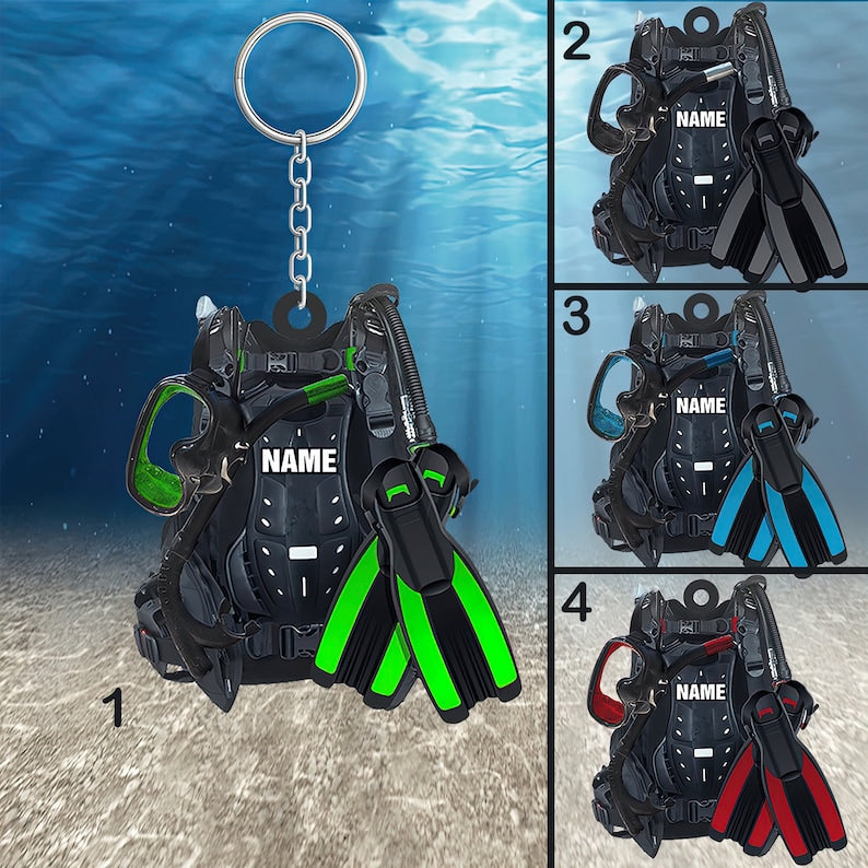 Scuba Diving Scuba Gear - Personalized Flat Acrylic Keychain, Personalized Scuba Diving Acrylic Keychain, Custom Scuba Diving Gifts Keychain, Gift For Scuba Diving Lover
