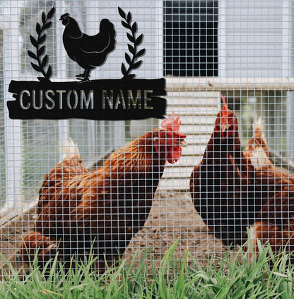 Personalized Chicken Coop Sign Name,Chicken coop Wall Art,Custom Chicken Metal Sign,Farm house Decor,Hen house Sign,Farm Decor,Barn Decor