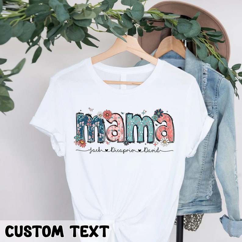 Floral Mama T-Shirt, Personalized Mom Shirt With Kids Names, Gift For Mom, Mothers Day Gift, Mothers Day Shirt, Mama Shirt, Mama Gift