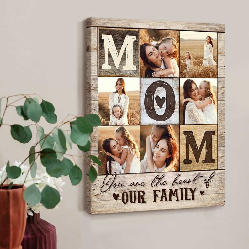 Personalized Gifts For Mom Photo Collage Canvas, Gift For Wife From Husband, Mom Birthday Gifts, Christmas Gifts For Mom From Daughter Son