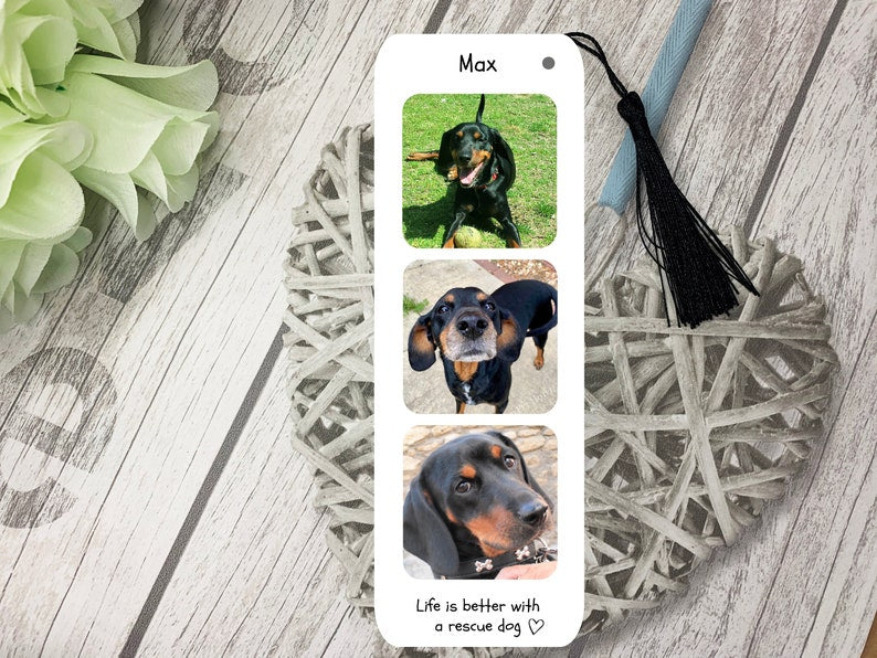 Personalised Photo Bookmark with Tassel Gift Idea- Add your own 3 Photos & Text and Choose Colour of Tassel