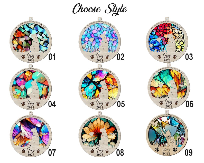 Pet Memorial Suncatcher| Loss of Pet Sympathy Gift| Handmade Custom Name Cat Decor, Handcrafted Stained Glass Suncatchers, Pet Memorial Gift