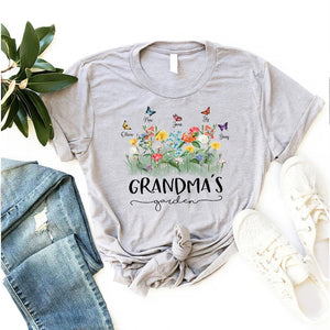 Personalized Grandma's Garden Shirt, Birth Flowers Shirt With Kids Names, Personalized Mom Shirt