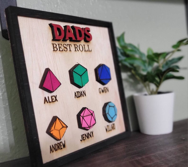 Dad's Best Roll | Nerdy Father's Day Gift | D&D | Dungeons and Dragons | Father's Day Gift | Wooden Custom Gift Gaming Dad Gift