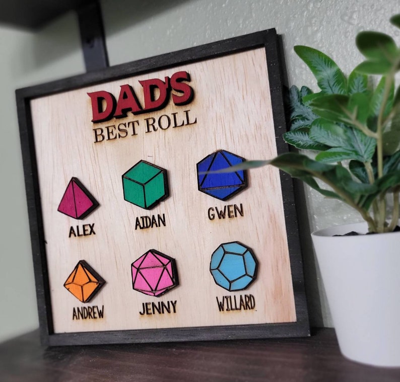 Dad's Best Roll | Nerdy Father's Day Gift | D&D | Dungeons and Dragons | Father's Day Gift | Wooden Custom Gift Gaming Dad Gift