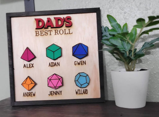 Dad's Best Roll | Nerdy Father's Day Gift | D&D | Dungeons and Dragons | Father's Day Gift | Wooden Custom Gift Gaming Dad Gift