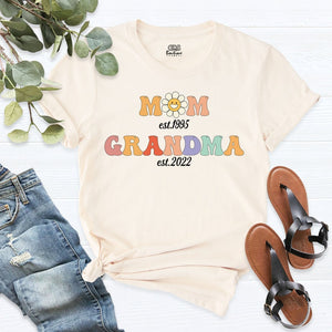 Personalized Mom Grandma Est Shirt, Est Custom Grandma T-Shirt, Gift For Grandma, Grandma To Be Shirt, New Grandma Shirt, Baby Announcement