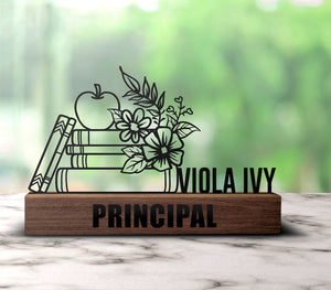 Custom Principal Desk Name Plate Wedge Personalized Head Of School Nameplate Office Sign Plaque Shelf Tabletop School Gift Decor